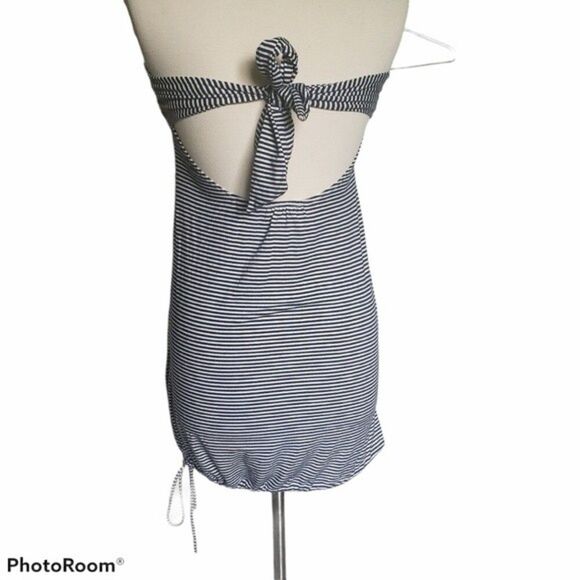 AUW BlueWhite Stripe Strapless Mini Dress - S - Picture 5 of 12